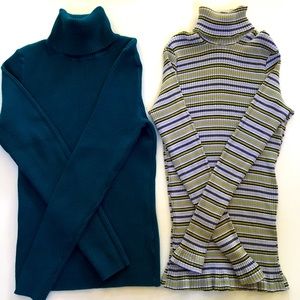 2/$26 Knit Turtleneck Sweaters Solid & Stripe sz M